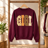 Personalized Grandma Sweatshirt, Floral Gingham Leopard