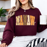 Personalized Grandma Sweatshirt, Floral Gingham Leopard