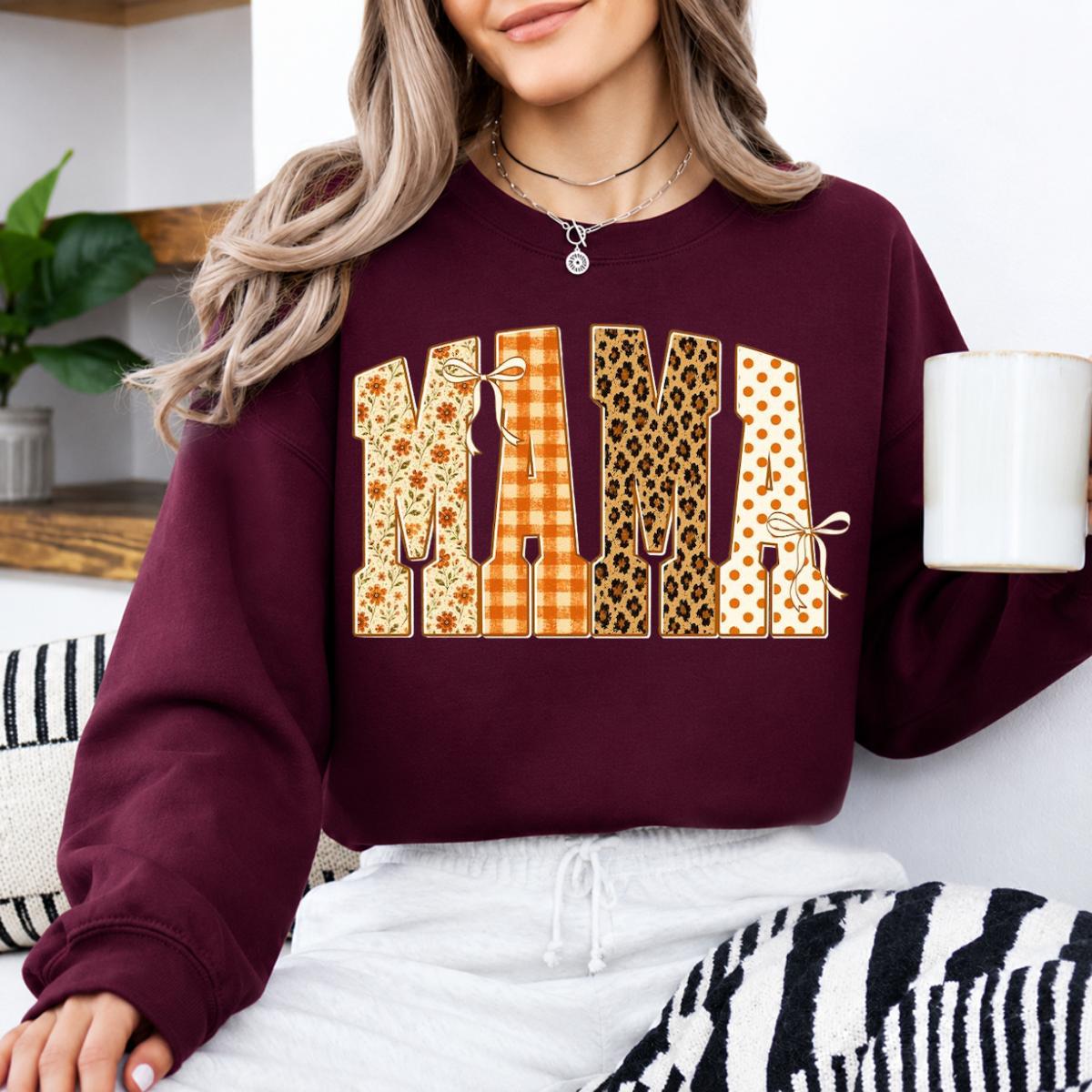 Personalized Grandma Sweatshirt, Floral Gingham Leopard