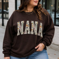 Personalized Grandma Sweatshirt, Floral Grandma Nana Mimi Gigi Auntie Mama Custom Name, Grandparent Christmas Gift for Women, Vintage Floral Varsity Style