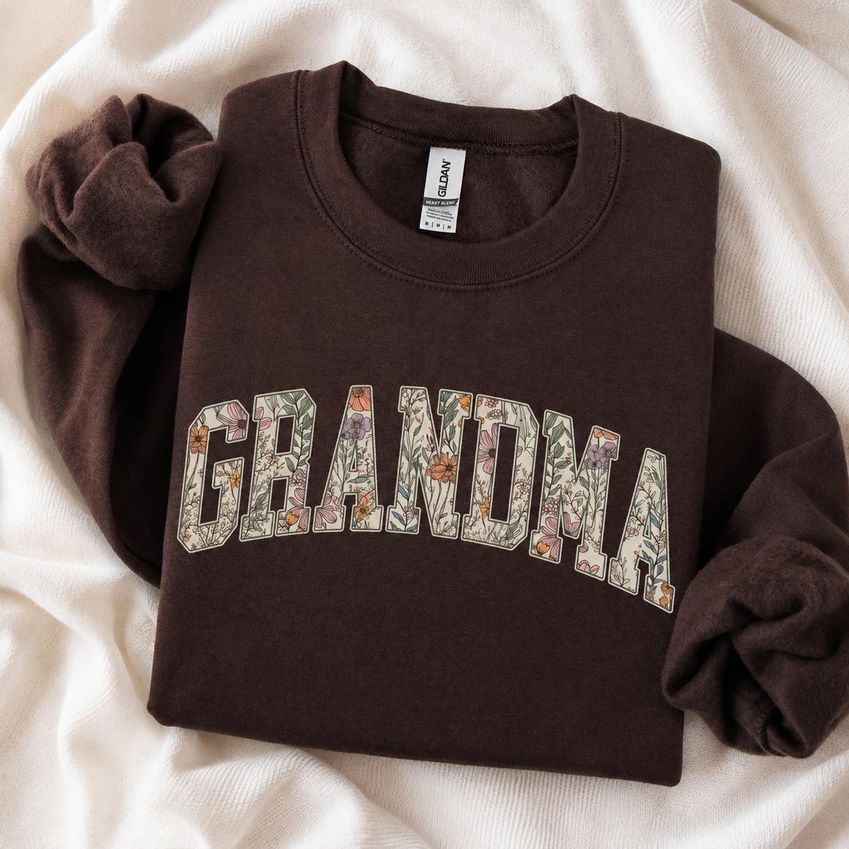 Personalized Grandma Sweatshirt, Floral Grandma Nana Mimi Gigi Auntie Mama Custom Name, Grandparent Christmas Gift for Women, Vintage Floral Varsity Style