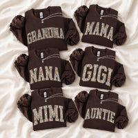 Personalized Grandma Sweatshirt, Floral Grandma Nana Mimi Gigi Auntie Mama Custom Name, Grandparent Christmas Gift for Women, Vintage Floral Varsity Style