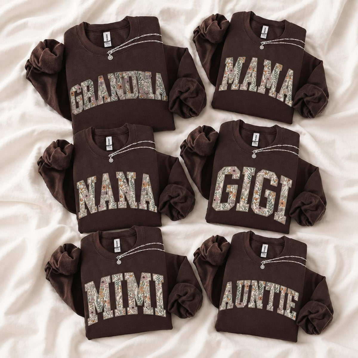 Personalized Grandma Sweatshirt, Floral Grandma Nana Mimi Gigi Auntie Mama Custom Name, Grandparent Christmas Gift for Women, Vintage Floral Varsity Style