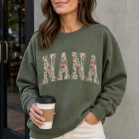 Personalized Grandma Sweatshirt Floral Varsity Grandma Nickname Custom Name Mother's Day Gift Women Cottage Floral Style