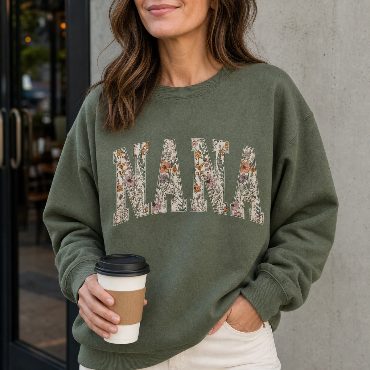 Personalized Grandma Sweatshirt Floral Varsity Grandma Nickname Custom Name Mother's Day Gift Women Cottage Floral Style