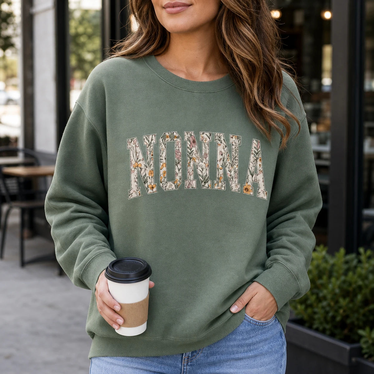 Personalized Grandma Sweatshirt Floral Varsity Grandma Nickname Custom Name Mother's Day Gift Women Cottage Floral Style