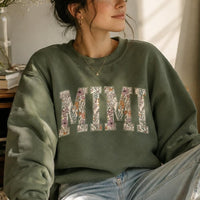 Personalized Grandma Sweatshirt Floral Varsity Grandma Nickname Custom Name Mother's Day Gift Women Cottage Floral Style
