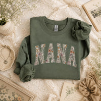 Personalized Grandma Sweatshirt Floral Varsity Grandma Nickname Custom Name Mother's Day Gift Women Cottage Floral Style