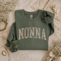 Personalized Grandma Sweatshirt Floral Varsity Grandma Nickname Custom Name Mother's Day Gift Women Cottage Floral Style