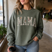 Personalized Grandma Sweatshirt Floral Varsity Grandma Nickname Custom Name Mother's Day Gift Women Cottage Floral Style