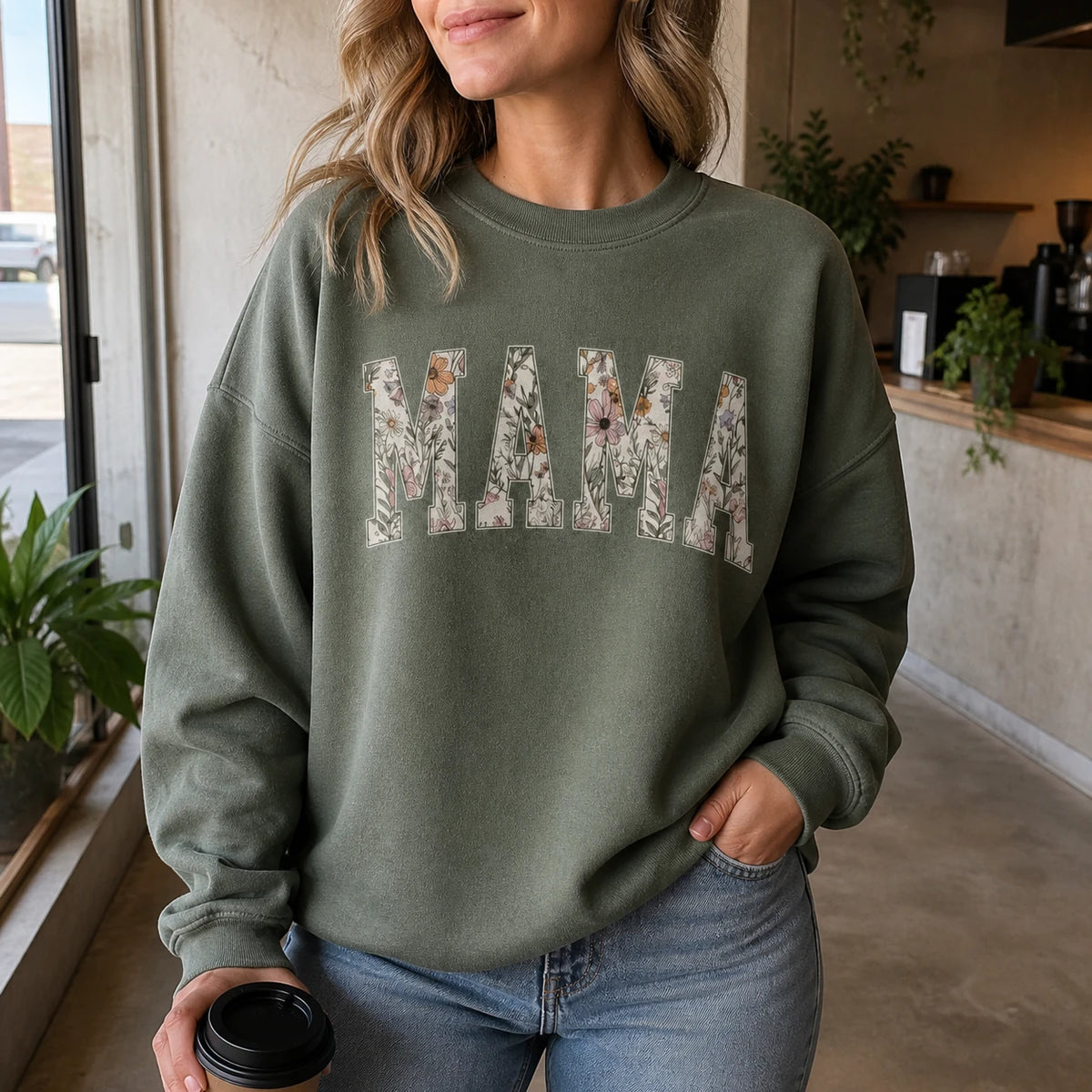 Personalized Grandma Sweatshirt Floral Varsity Grandma Nickname Custom Name Mother's Day Gift Women Cottage Floral Style
