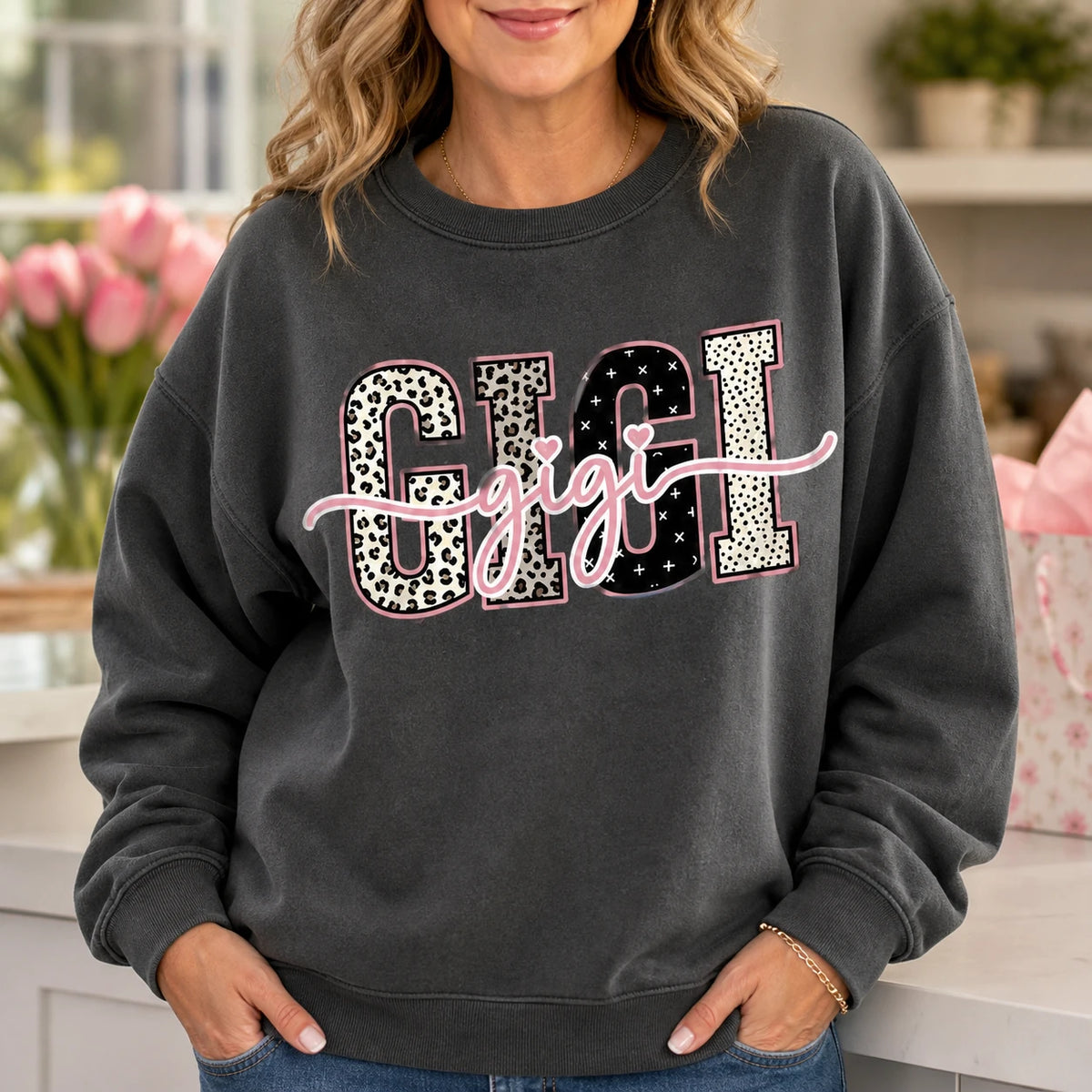 Personalized Grandma Sweatshirt With Leopard Nickname