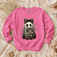 Personalized Halloween Cat Sweatshirt, Custom Choose Your Cat Breed Ghost Kitty, Cute Spooky Season Cat Mom Fall Gift