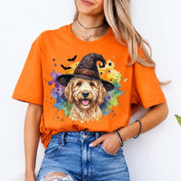 Personalized Halloween Dog Breed T-Shirt, Custom Choose Your Breed Witch Dog Graphic, Cute Spooky Dog Mom Pet Lover Gift