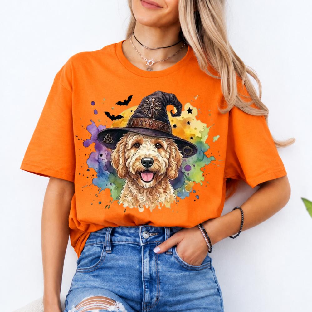 Personalized Halloween Dog Breed T-Shirt, Custom Choose Your Breed Witch Dog Graphic, Cute Spooky Dog Mom Pet Lover Gift