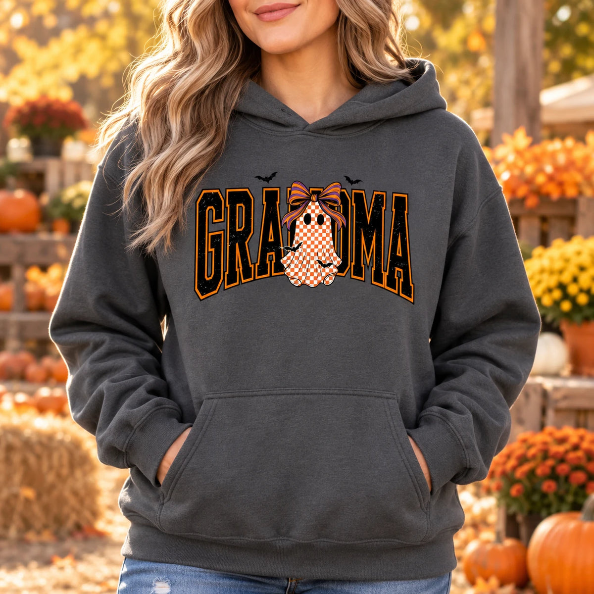 Personalized Halloween Ghost Hoodie Custom Grandma Mimi Gigi Fall Apparel