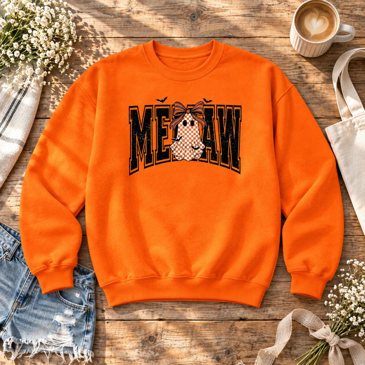 Personalized Halloween Ghost Sweatshirt, Custom Grandma Mimi Gigi Crewneck Pullover