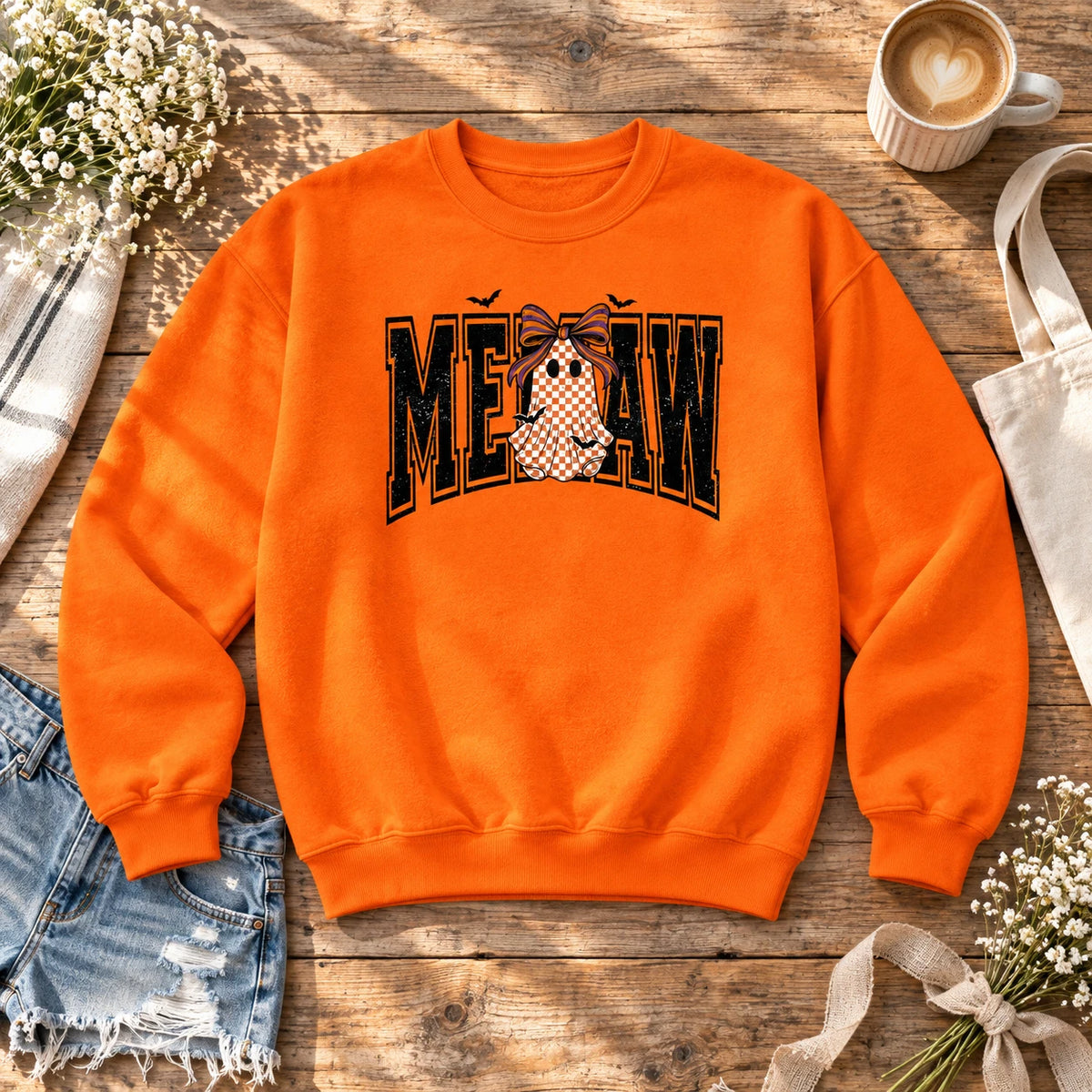 Personalized Halloween Ghost Sweatshirt, Custom Grandma Mimi Gigi Crewneck Pullover