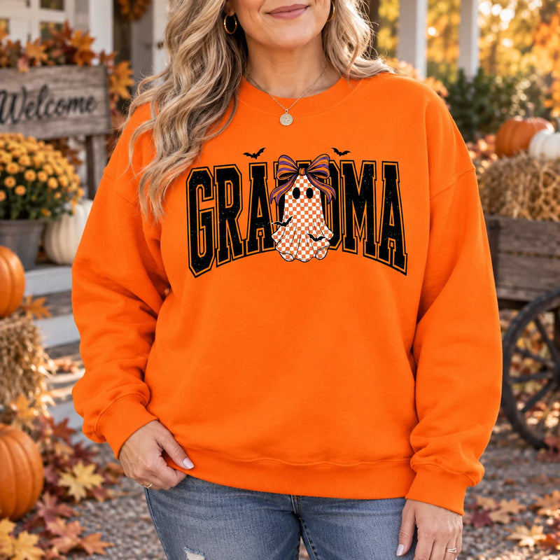 Personalized Halloween Ghost Sweatshirt, Custom Grandma Mimi Gigi Crewneck Pullover