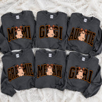 Personalized Halloween Grandma Sweatshirt, Custom Choose Your Nickname Ghost Graphic Spooky Season, Cute Fall Mimi Gigi Gift