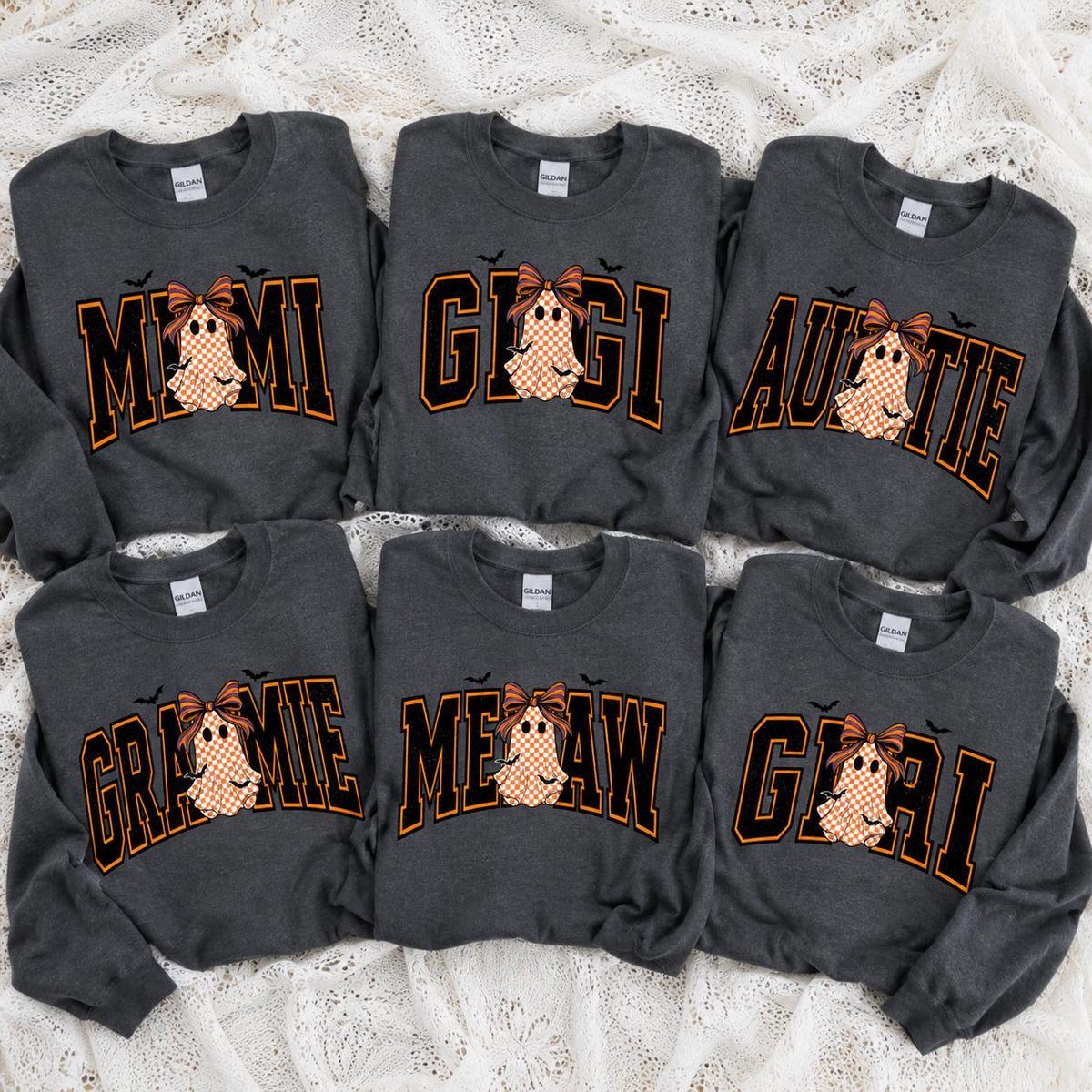 Personalized Halloween Grandma Sweatshirt, Custom Choose Your Nickname Ghost Graphic Spooky Season, Cute Fall Mimi Gigi Gift