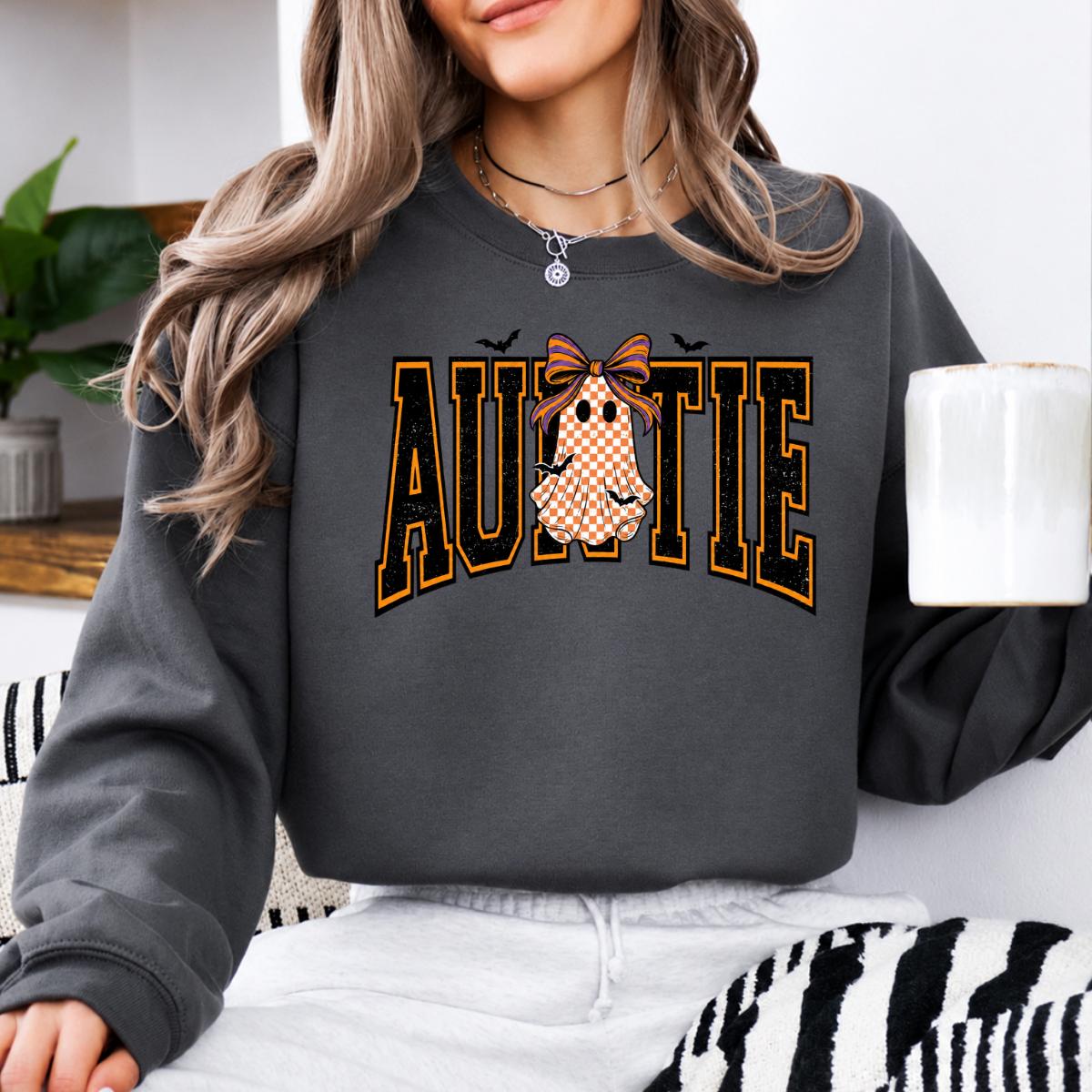 Personalized Halloween Grandma Sweatshirt, Custom Choose Your Nickname Ghost Graphic Spooky Season, Cute Fall Mimi Gigi Gift