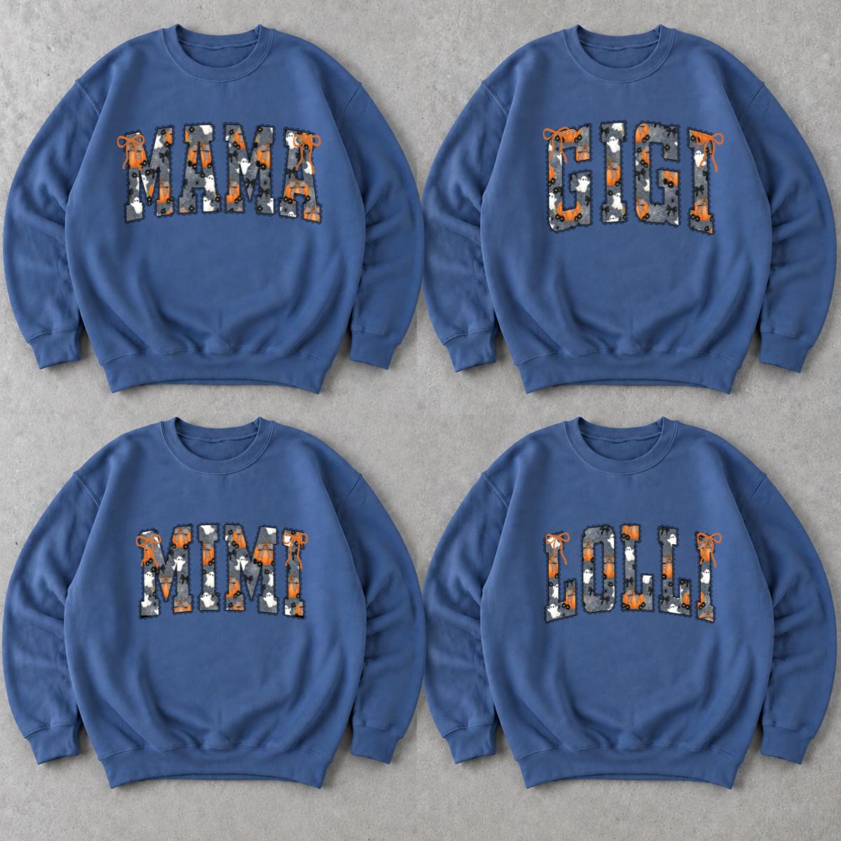 Personalized Halloween Mama Sweatshirt, Custom Choose Your Name Mimi Gigi Nana, Spooky Fall Mom Gift