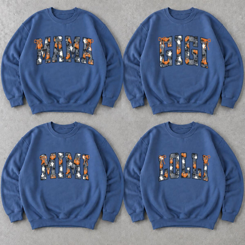 Personalized Halloween Mama Sweatshirt, Custom Choose Your Name Mimi Gigi Nana, Spooky Fall Mom Gift