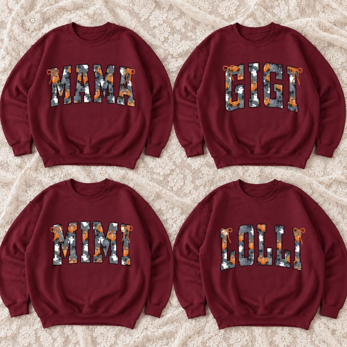 Personalized Halloween Mama Sweatshirt, Custom Choose Your Title Gigi Mimi Nana, Spooky Ghost Pumpkin Fall Gift for Women