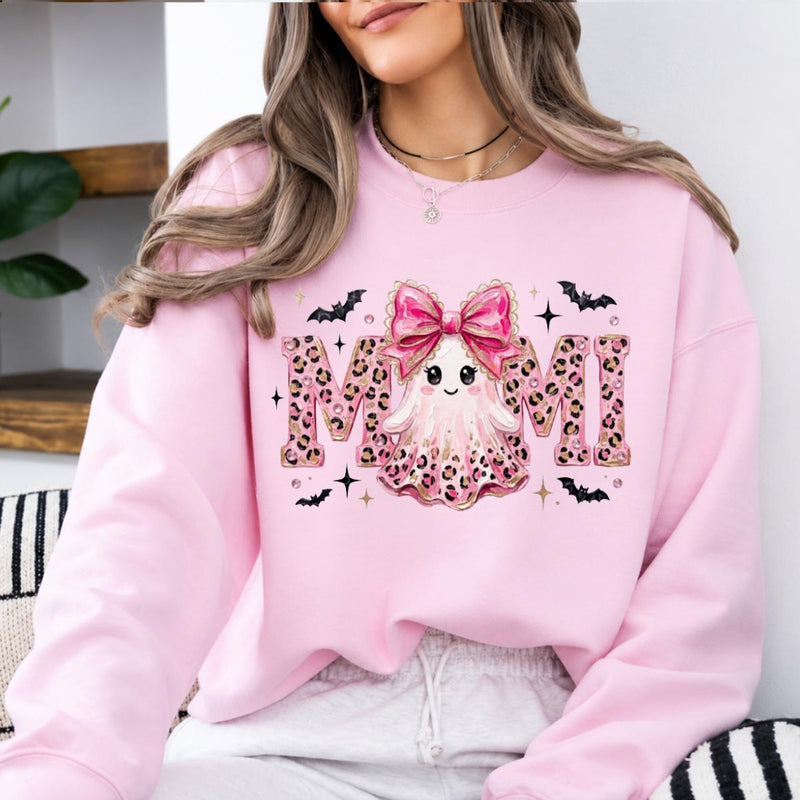 Personalized Halloween Mama Sweatshirt, Custom Family Title Ghost Design, Choose Mama Mimi Gigi Grandma Aunt Abuela Mom, Cute Spooky Season Gift