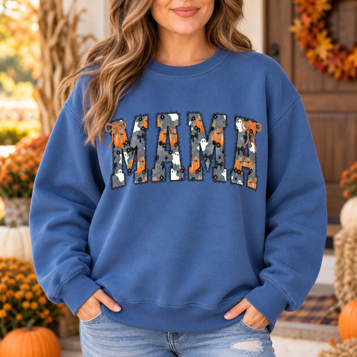 Personalized Halloween Mama Sweatshirt, Custom Choose Your Name Mimi Gigi Nana, Spooky Fall Mom Gift