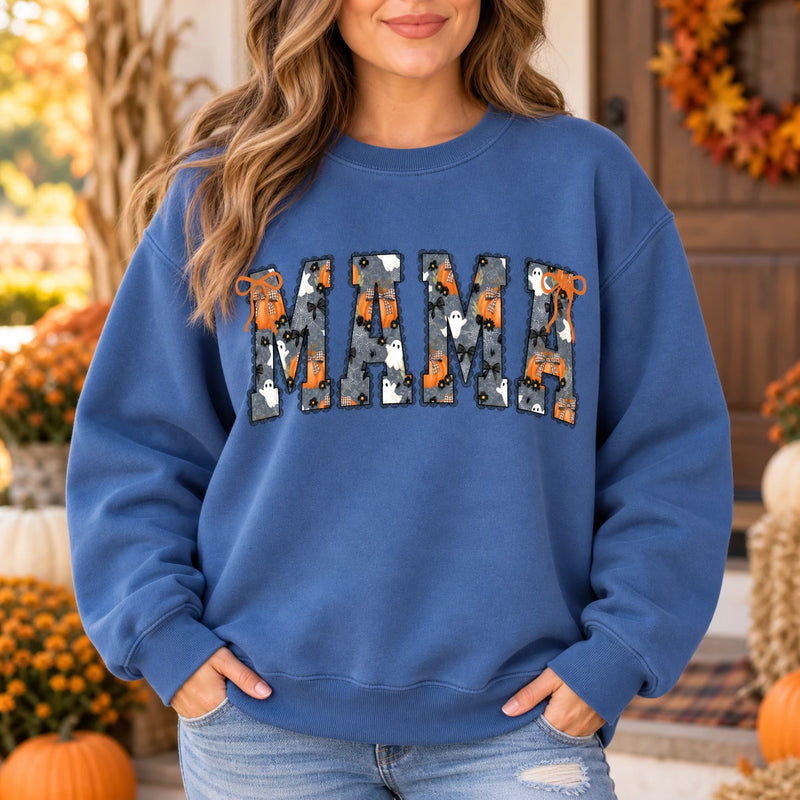 Personalized Halloween Mama Sweatshirt, Custom Choose Your Name Mimi Gigi Nana, Spooky Fall Mom Gift