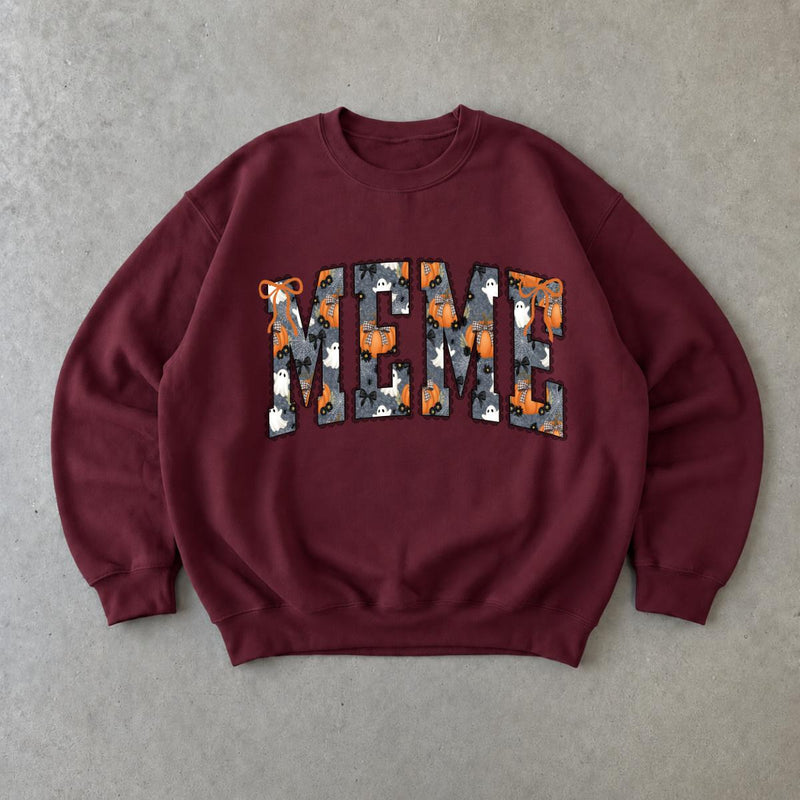 Personalized Halloween Mama Sweatshirt, Custom Choose Your Title Gigi Mimi Nana, Spooky Ghost Pumpkin Fall Gift for Women
