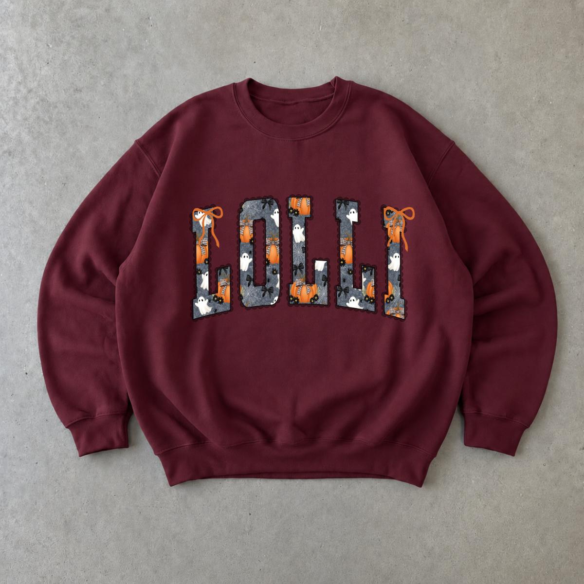 Personalized Halloween Mama Sweatshirt, Custom Choose Your Title Gigi Mimi Nana, Spooky Ghost Pumpkin Fall Gift for Women