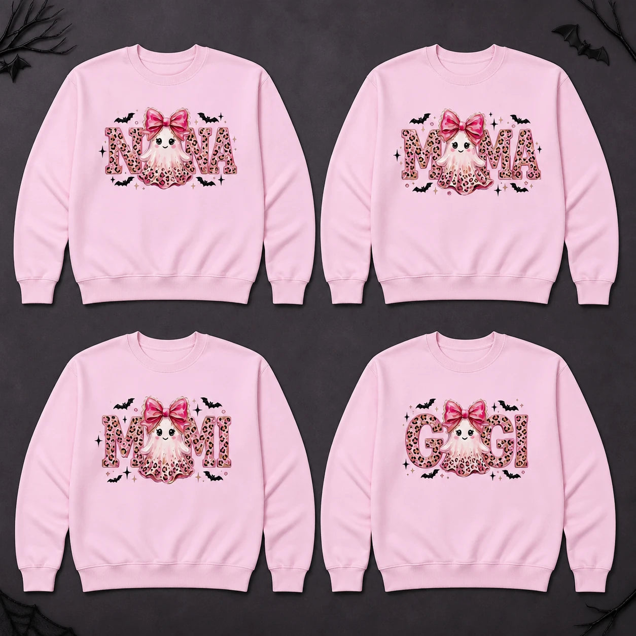 Personalized Halloween Mama Sweatshirt, Custom Family Title Ghost Crewneck, Mama Mimi Gigi Grandma Aunt Abuela Mom Gift