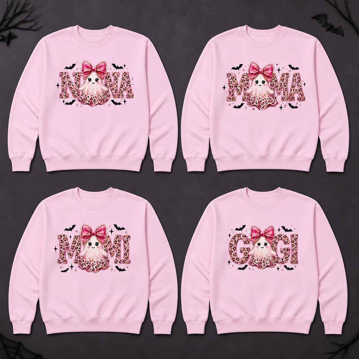 Personalized Halloween Mama Sweatshirt, Custom Family Title Ghost Crewneck, Mama Mimi Gigi Grandma Aunt Abuela Mom Gift