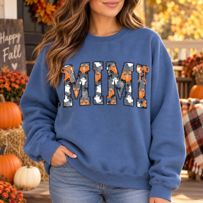 Personalized Halloween Mama Sweatshirt, Custom Choose Your Name Mimi Gigi Nana, Spooky Fall Mom Gift