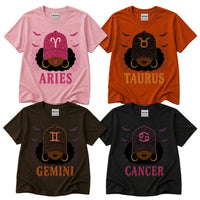 Personalized Halloween Zodiac T-Shirt, Custom Choose Your Sign, Spooky Slay Girl Horoscope Graphic, Gothic Astrology Gift