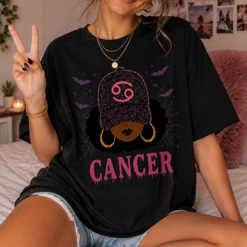Personalized Halloween Zodiac T-Shirt, Custom Choose Your Sign, Spooky Slay Girl Horoscope Graphic, Gothic Astrology Gift