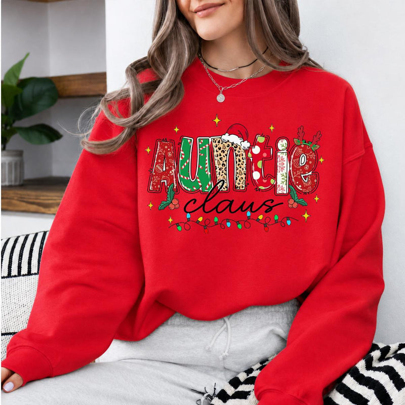 Personalized Mama Claus Christmas Sweatshirt, Custom Choose Your Family Nickname Design, Festive Santa Reindeer Mom Grandma Aunt Gift