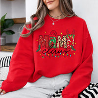 Personalized Mama Claus Christmas Sweatshirt, Custom Choose Your Family Nickname Design, Festive Santa Reindeer Mom Grandma Aunt Gift