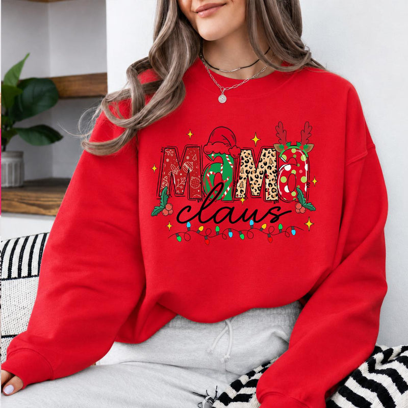 Personalized Mama Claus Christmas Sweatshirt, Custom Choose Your Family Nickname Design, Festive Santa Reindeer Mom Grandma Aunt Gift
