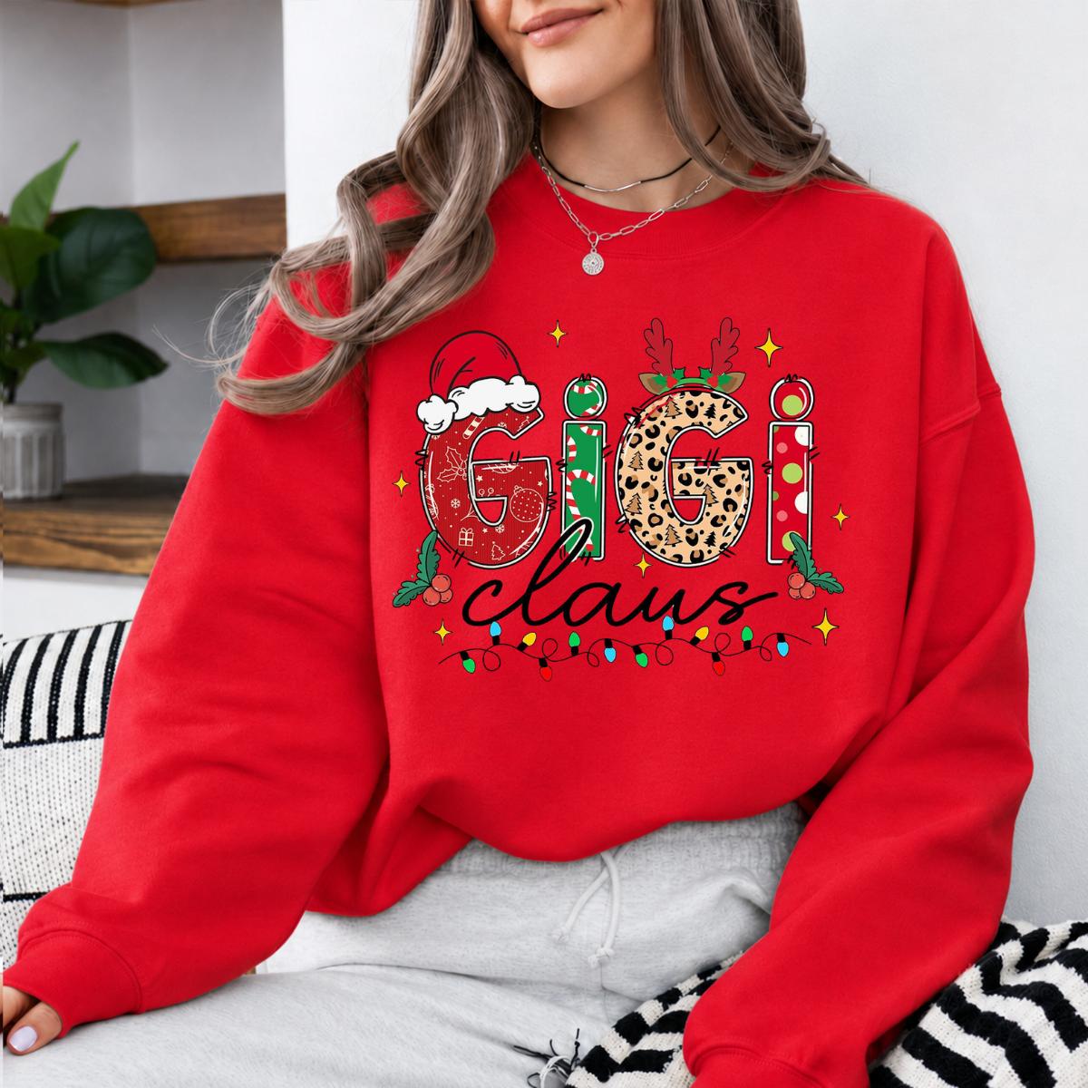 Personalized Mama Claus Christmas Sweatshirt, Custom Choose Your Family Nickname Design, Festive Santa Reindeer Mom Grandma Aunt Gift