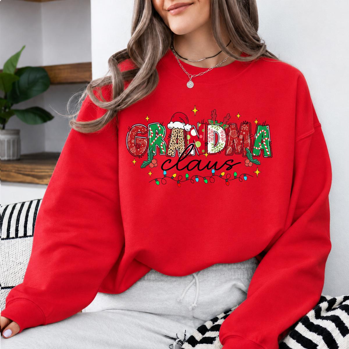 Personalized Mama Claus Christmas Sweatshirt, Custom Choose Your Family Nickname Design, Festive Santa Reindeer Mom Grandma Aunt Gift