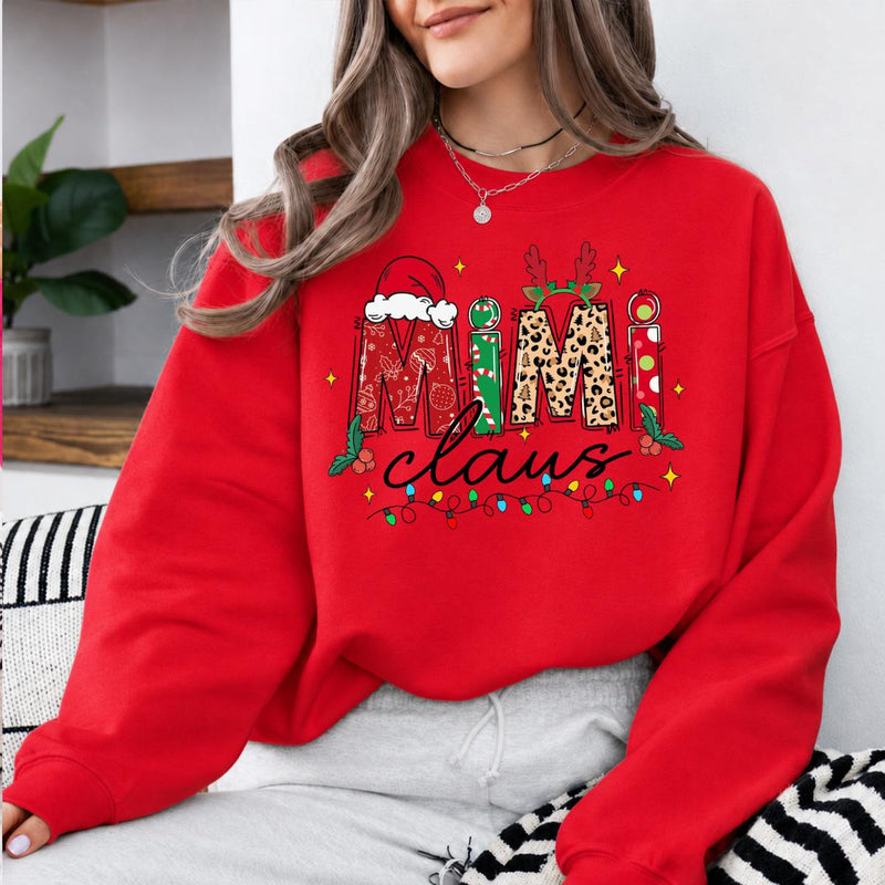 Personalized Mama Claus Sweatshirt, Custom Family Nickname Christmas Crewneck, Santa Reindeer Holiday Gift for Mom Grandma Aunt Wife