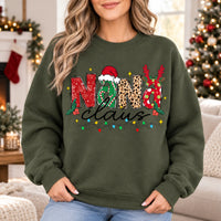 Personalized Mama Claus Sweatshirt, Custom Family Name Christmas Crewneck, Mom Grandma Auntie Holiday Gift