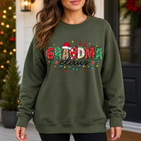 Personalized Mama Claus Sweatshirt, Custom Family Name Christmas Crewneck, Mom Grandma Auntie Holiday Gift