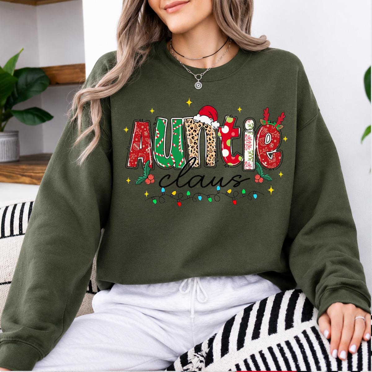 Personalized Mama Claus Sweatshirt, Custom Family Nickname Christmas Design, Choose Your Title, Mom Grandma Auntie Holiday Gift