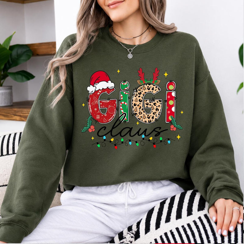 Personalized Mama Claus Sweatshirt, Custom Family Nickname Christmas Design, Choose Your Title, Mom Grandma Auntie Holiday Gift