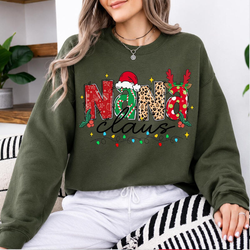 Personalized Mama Claus Sweatshirt, Custom Family Nickname Christmas Design, Choose Your Title, Mom Grandma Auntie Holiday Gift